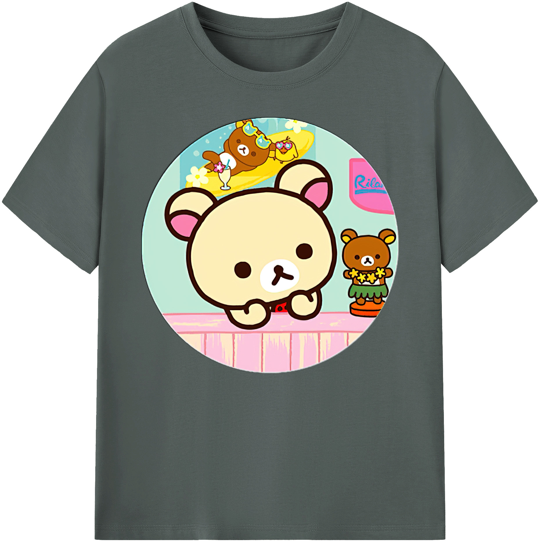 （画像用） リラックマ リラックマ キイロイトリ Rilakkuma Korilakkuma Kiiroitori 綿100％ メンズ半袖Tシャツ｜肌触りやわらか＆通気性